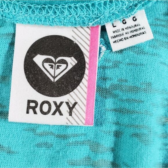 💜Roxy Turquoise Vneck Burnout Long Sleeve Top Large - Picture 9 of 10
